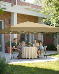 LEDREM Pop Up Gazebo,drizzle-Resistant Folding Canopy Tent, Portable Outdoor Shade Tent With Carry Bag, For Garden, Patio, Market, Beige - thumbnail 1