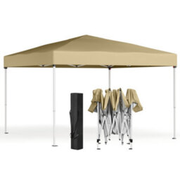LEDREM Pop Up Gazebo,drizzle-Resistant Folding Canopy Tent, Portable Outdoor Shade Tent With Carry Bag, For Garden, Patio, Market, Beige - thumbnail 2