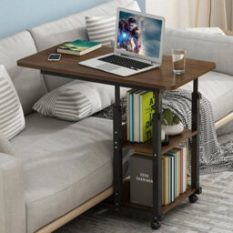 Dark Oak   Rolling Wooden Laptop Desk Adjustable Sofa Bed Side Table - thumbnail 3