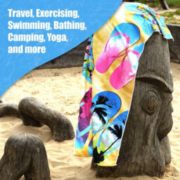 Geezy Beach Towel Microfibre Lightweight Flip Flops Bath Towel Camping Travel Holiday - thumbnail 7