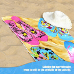 Geezy Beach Towel Microfibre Lightweight Flip Flops Bath Towel Camping Travel Holiday - thumbnail 5