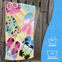 Geezy Beach Towel Microfibre Lightweight Flip Flops Bath Towel Camping Travel Holiday - thumbnail 6
