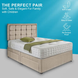 Dining Tables Dallas Matching Headboard Divan Set, 2 Drawer On Same Side With Sprung 1500 Comfort Mattress - Plush Almond - King - thumbnail 2