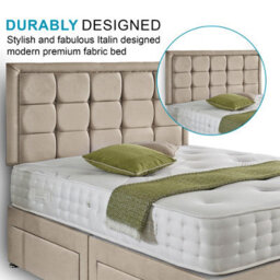 Dining Tables Dallas Matching Headboard Divan Set, 2 Drawer On Same Side With Sprung 1500 Comfort Mattress - Plush Almond - King - thumbnail 3