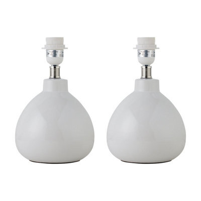 First Choice Lighting Set Of 2 Tuscan - White Ceramic Lamp Bases For 25Cm Diameter Shade - image 1