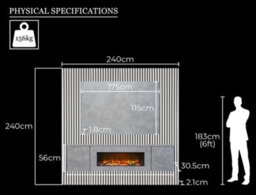 Acantha Orion Xo Electric Floating Media Wall Suite In Concrete Effect With Tv Board & White Oak Wall Panels - thumbnail 7