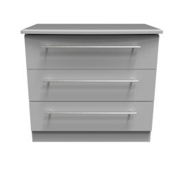 Bergamo Ready Assembled Matt Grey No Effect 3 Drawer Chest (H)695mm (W)765mm (D)415mm - thumbnail 2