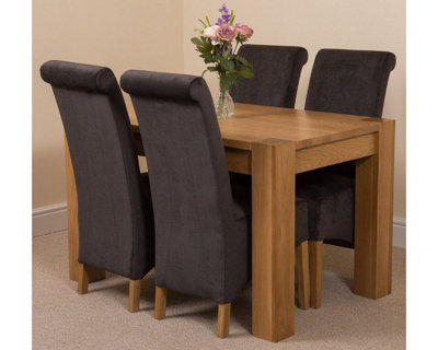 That's Furniture Kuba 125 X 80 Cm Chunky Oak Small Dining Table And 4 Chairs Dining Set With Montana Black Fabric Chairs - image 1