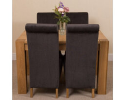 That's Furniture Kuba 125 X 80 Cm Chunky Oak Small Dining Table And 4 Chairs Dining Set With Montana Black Fabric Chairs - thumbnail 2