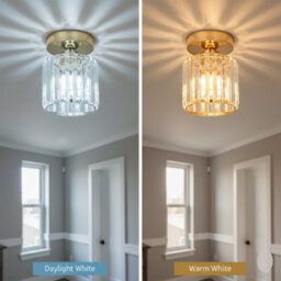 Pack Of 2 Gold Modern Crystal Ceiling Light E27 Semi Flush Light Fitting For Livingroom, Bedroom, Diningroom, Restaurant - thumbnail 6