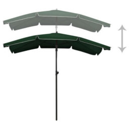 Berkfield Garden Parasol With Pole 200X130 Cm Green - thumbnail 4