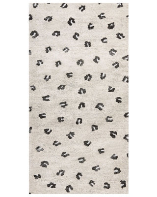 Beliani Rectangular Cotton-Blend Rug 80 X 150 Cm Light Beige With Subtle Animal Motif - image 1