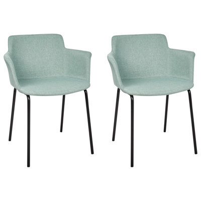 Beliani Set Of 2 Dining Chairs Belfield Fabric Mint Green - image 1