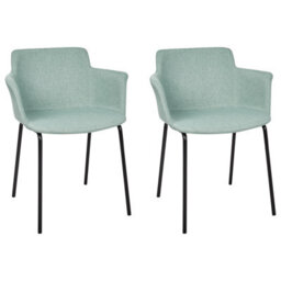 Beliani Set Of 2 Dining Chairs Belfield Fabric Mint Green - thumbnail 1