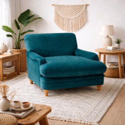 Wyld Haus Greystones Peacock Blue Velvet Armchair From