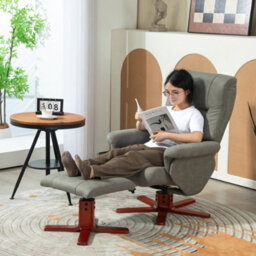 Homcom Recliner Chair With Footstool, Backrest Adjustable, Armchair, Grey - thumbnail 1