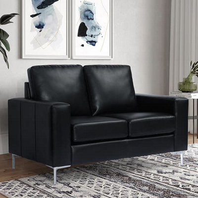 Furniture in Fashion Baltic Faux Leather 2 Seater Sofa In Black - image 1