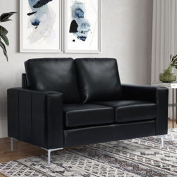 Furniture in Fashion Baltic Faux Leather 2 Seater Sofa In Black - thumbnail 1