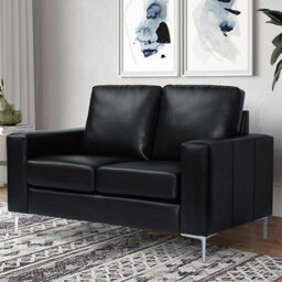 Furniture in Fashion Baltic Faux Leather 2 Seater Sofa In Black - thumbnail 2
