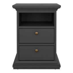 Wyld Haus Osaka Farmhouse Dark Grey Wooden Bedside Table 2 Drawers - thumbnail 3