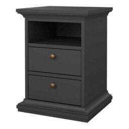 Wyld Haus Osaka Farmhouse Dark Grey Wooden Bedside Table 2 Drawers - thumbnail 5
