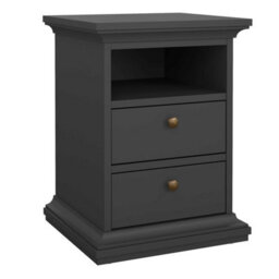 Wyld Haus Osaka Farmhouse Dark Grey Wooden Bedside Table 2 Drawers - thumbnail 4