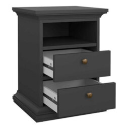 Wyld Haus Osaka Farmhouse Dark Grey Wooden Bedside Table 2 Drawers - thumbnail 8