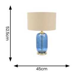 Valuelights Leigh Navy Blue Glass And Gold Detail Table Lamp With Beige/gold Shade Light - Led Bulb Included - thumbnail 5