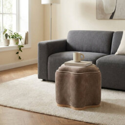 Garden Greatness Curvy Chenille Storage Ottoman With Tray Top - thumbnail 1