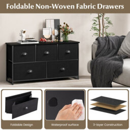 Costway 5 Drawers Cabinet 2-Tier Fabric Storage Organizer Chest Of Drawers W/ Baskets - thumbnail 8
