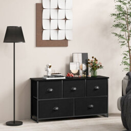 Costway 5 Drawers Cabinet 2-Tier Fabric Storage Organizer Chest Of Drawers W/ Baskets - thumbnail 4