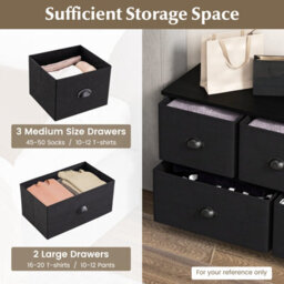 Costway 5 Drawers Cabinet 2-Tier Fabric Storage Organizer Chest Of Drawers W/ Baskets - thumbnail 6