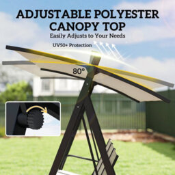 Cream 3 Seater Swing Chair, Garden Swing Bench With Adjustable Tilting Canopy - thumbnail 4