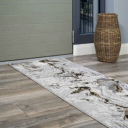 Loomed Silver Gold Metallic Modern Marble Living Runner Rug 70X240Cm - thumbnail 2