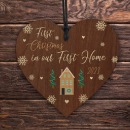 Red Ocean 2023 First Christmas In First Home Wooden Hanging Christmas Tree Bauble Decoration, Housewarming Gifts - thumbnail 5