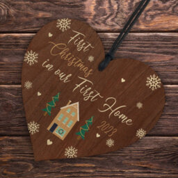 Red Ocean 2023 First Christmas In First Home Wooden Hanging Christmas Tree Bauble Decoration, Housewarming Gifts - thumbnail 6