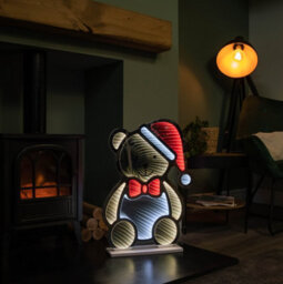 Samuel Alexander 60Cm Light Up Teddy Bear In Santa Hat Christmas Infinity Decoration With Leds - thumbnail 2