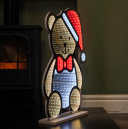 Samuel Alexander 60Cm Light Up Teddy Bear In Santa Hat Christmas Infinity Decoration With Leds - thumbnail 3