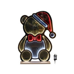 Samuel Alexander 60Cm Light Up Teddy Bear In Santa Hat Christmas Infinity Decoration With Leds - thumbnail 8