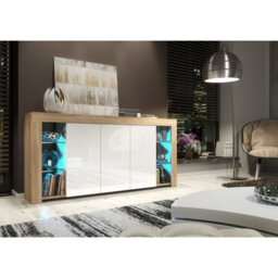 Creative Furniture Eden Sideboard 164Cm - Oak & White Gloss Doors - thumbnail 2