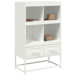 Berkfield Highboard White 68.5X39X111.5 Cm Steel - thumbnail 4