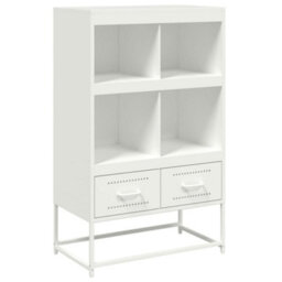 Berkfield Highboard White 68.5X39X111.5 Cm Steel - thumbnail 2