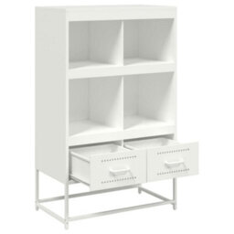Berkfield Highboard White 68.5X39X111.5 Cm Steel - thumbnail 8