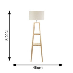 Valuelights Wakefield Two Shelf Wooden Floor Lamp With Linen White Trim Drum Shade - thumbnail 8