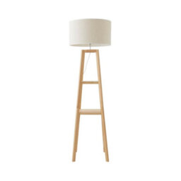 Valuelights Wakefield Two Shelf Wooden Floor Lamp With Linen White Trim Drum Shade - thumbnail 6