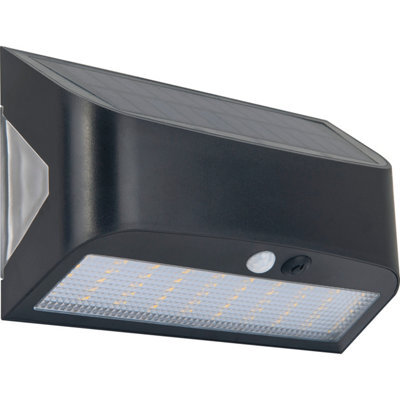 Luceco Prysm Non-Adjustable Black Battery & Solar-Powered Led 6W Pir With Motion Sensor Rectangular Outdoor Wall Light - image 1
