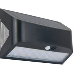 Luceco Prysm Non-Adjustable Black Battery & Solar-Powered Led 6W Pir With Motion Sensor Rectangular Outdoor Wall Light - thumbnail 1