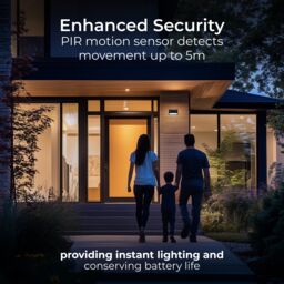 Luceco Prysm Non-Adjustable Black Battery & Solar-Powered Led 6W Pir With Motion Sensor Rectangular Outdoor Wall Light - thumbnail 8