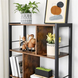 Songmics Bookshelf, Industrial Bookcase, Floor Standing Bookcase, Large 4-Tier Storage Rack In Living Room Office Study - thumbnail 3