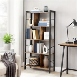 Songmics Bookshelf, Industrial Bookcase, Floor Standing Bookcase, Large 4-Tier Storage Rack In Living Room Office Study - thumbnail 2